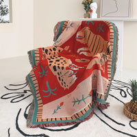 Bohemian landscape motif multi-purpose knitted throw