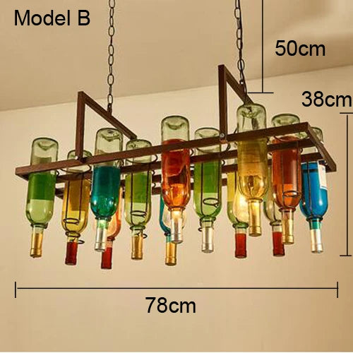 Vintage glass wine bottle E27 LED pendant light for bar, cafe, restaurant - vue 8 sur 10