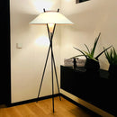 Modern Italian design triangular floor lamp with vintage shade
