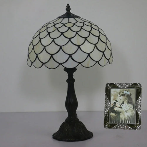 Retro Mediterranean LED stained glass table lamp - vue 5 sur 6
