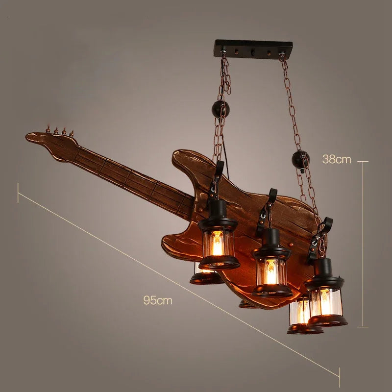 Nordic retro wooden pendant light for industrial and art deco style