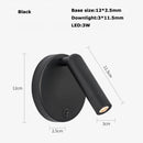 Rotating led wall light with switch for reading