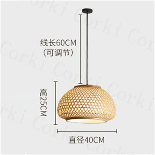 Hand-knitted bamboo chandelier decorative pendant for home - vue 9 sur 10