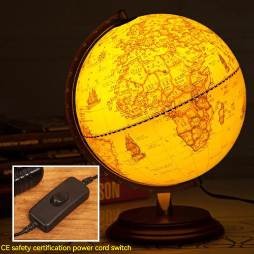retro globe table lamp with world map - vue 2 sur 10