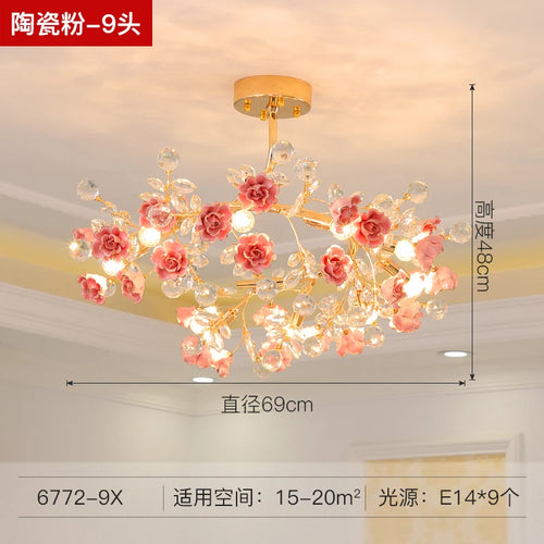 Italian ceramic chandelier with crystal lighting for weddings and interiors - vue 12 sur 14