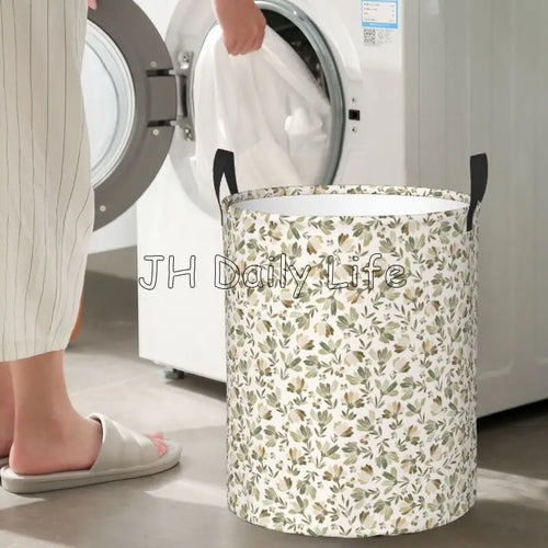 vintage circular floral foldable laundry basket - vue 6 sur 7