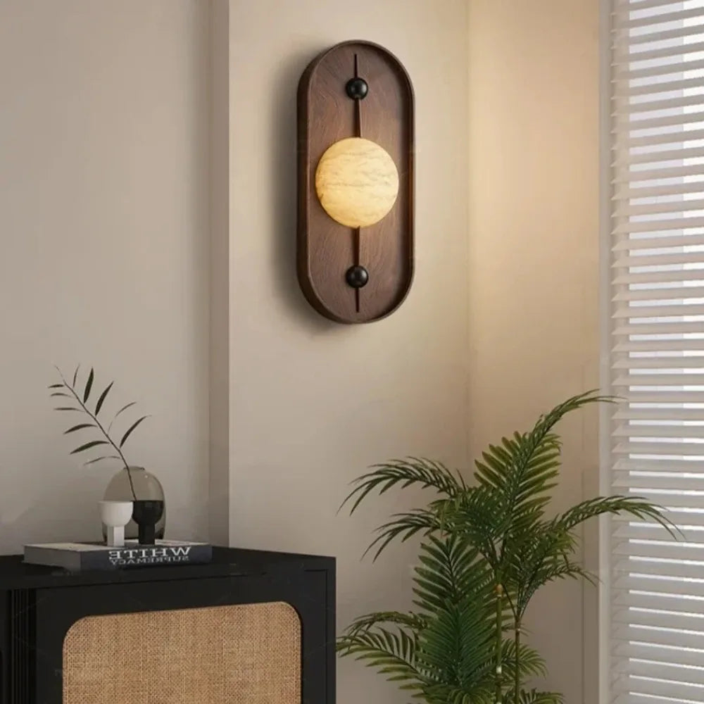 Retro marble LED wall light for modern decor