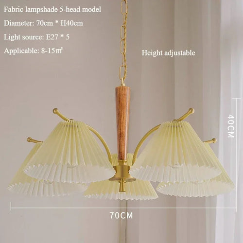 Nordic retro pendant light with pleated fabric shade decorative lamp - vue 12 sur 11