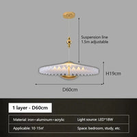 Minimalist pleated folding LED flying saucer pendant light