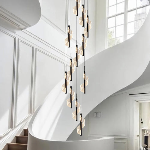 Modern acrylic LED chandelier for spiral staircases - vue 4 sur 17