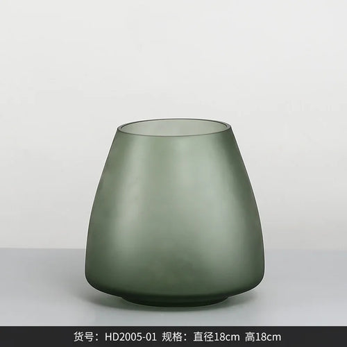 frosted glass vase for interior decoration dried flowers and hydroponics - vue 12 sur 12