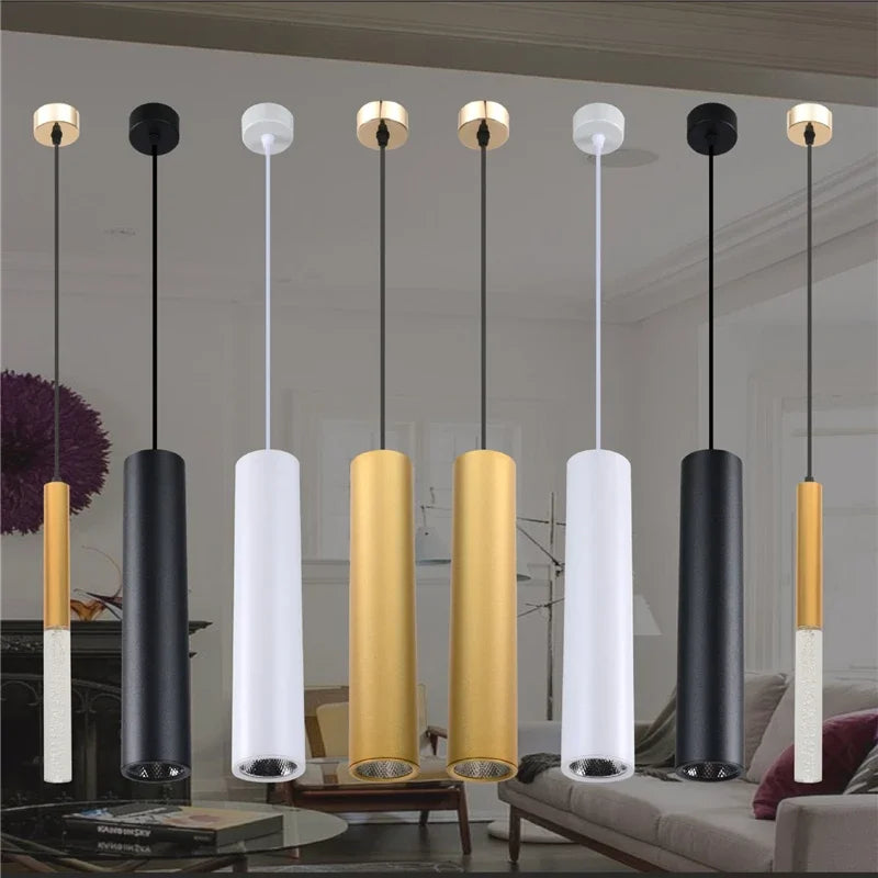 Modern cylindrical pendant light for Nordic interior decor