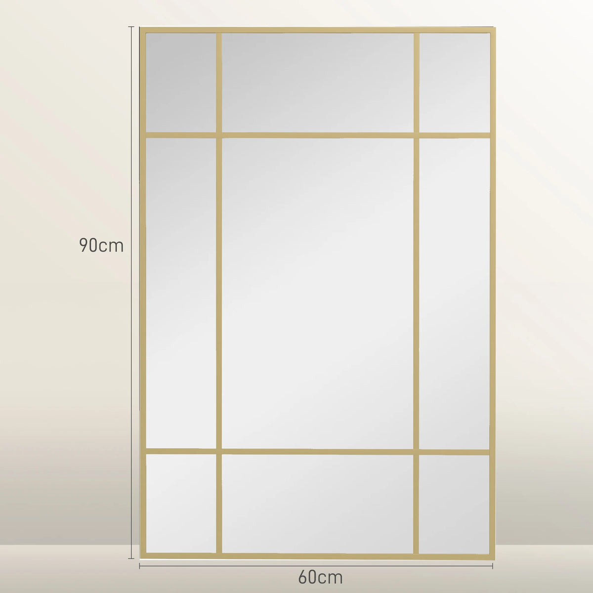 rectangular wall mirror with gold metal frame - vue 3 sur 7