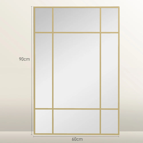 rectangular wall mirror with gold metal frame - vue 3 sur 7