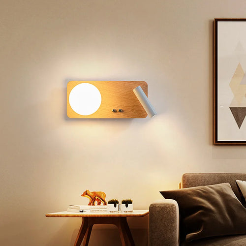 Simple solid wood LED wall light decorative magic bean study lamp - vue 3 sur 12