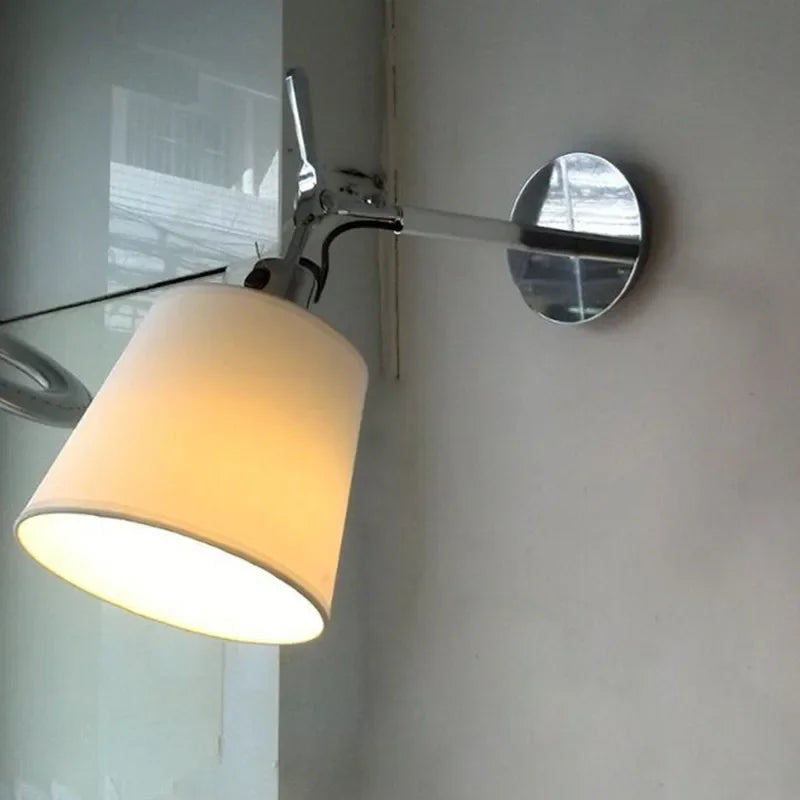 Nordic silver fabric wall light with stainless steel bracket - vue 3 sur 11
