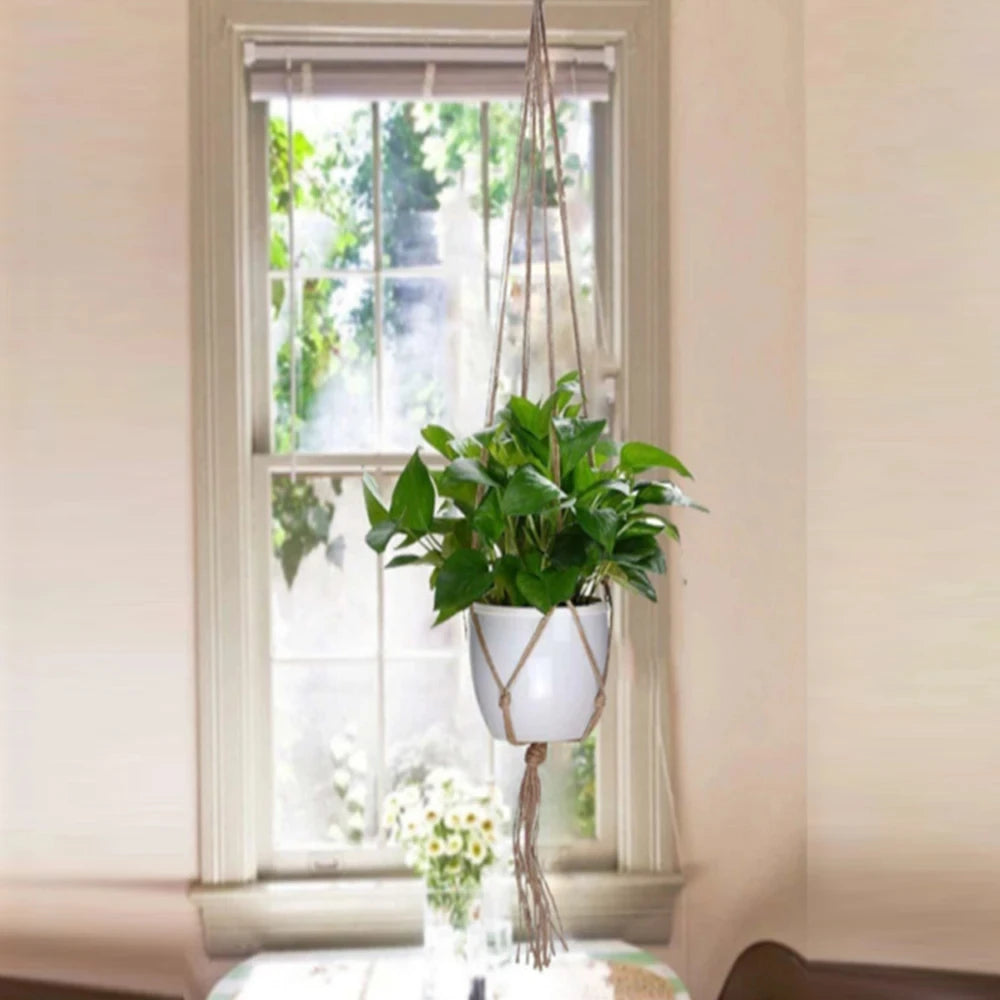 macrame plant hanger for indoor and outdoor use - vue 8 sur 8