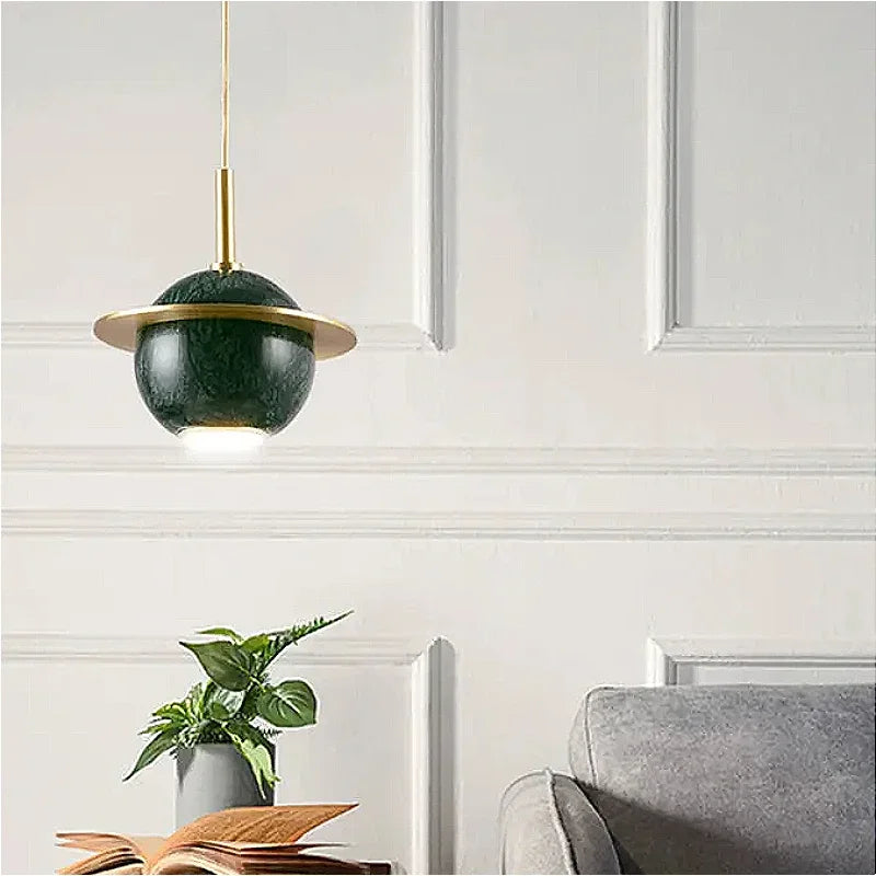 Nordic style natural marble circular chandelier for bars and restaurants