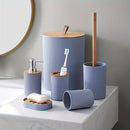 6-piece plastic and bamboo bathroom storage set