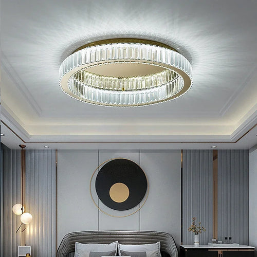 Luxurious crystal ceiling light for modern interior decor - vue 5 sur 9