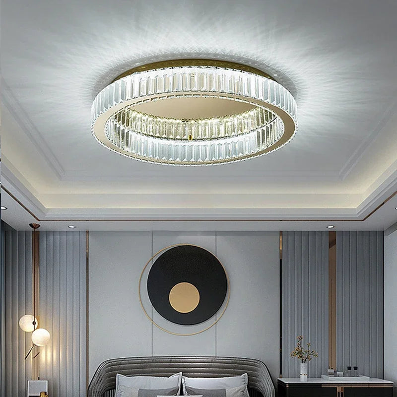 Luxurious crystal ceiling light for modern interior decor - vue 4 sur 9