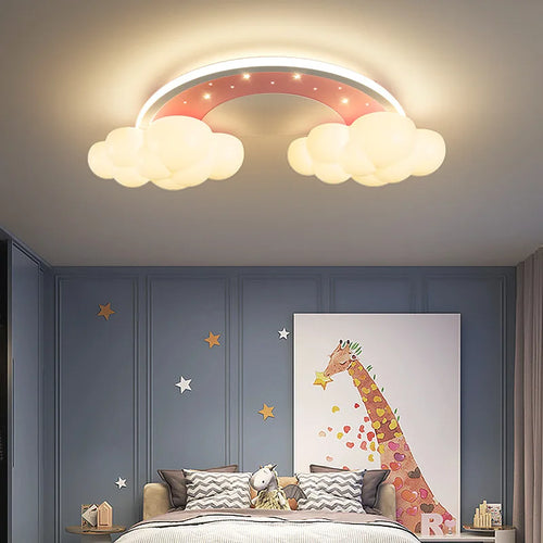 Modern and cosy children's cloud and rainbow ceiling light - vue 4 sur 11