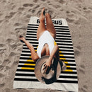 Microfibre beach towel with abstract bauhaus geometric pattern