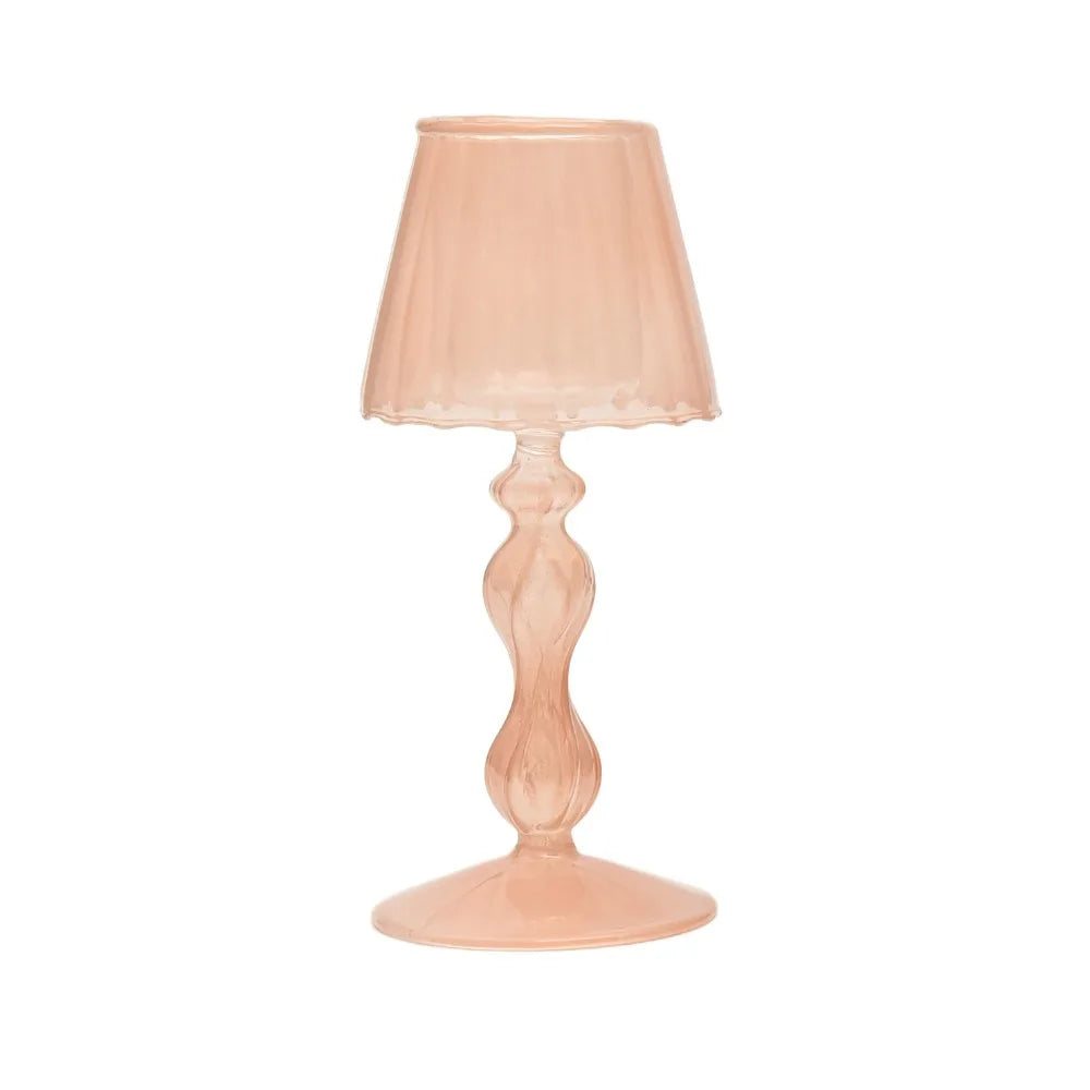 Delicate romantic striped glass chandelier candle holder - vue 11 sur 11