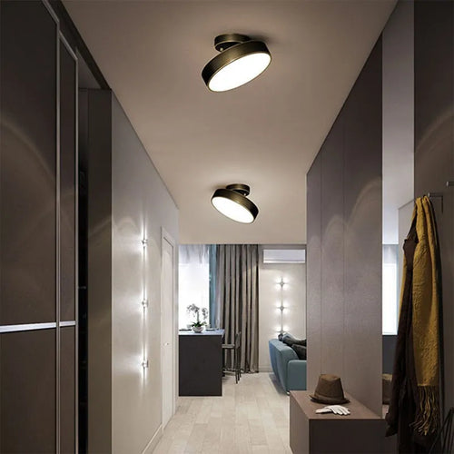 Simple round copper LED ceiling light for cloakroom - vue 4 sur 12