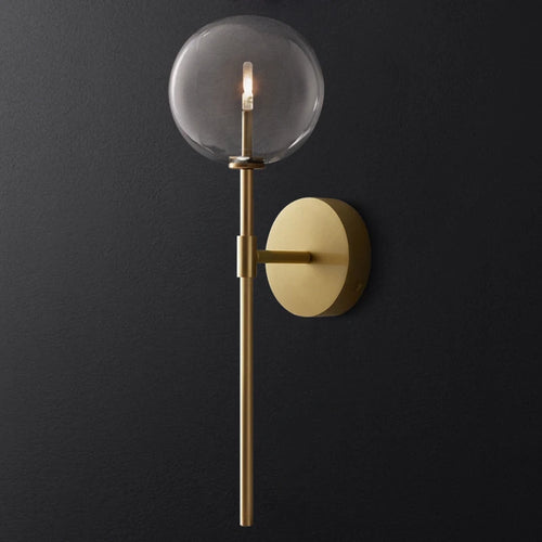Nordic wall light with clear glass globe, American retro style