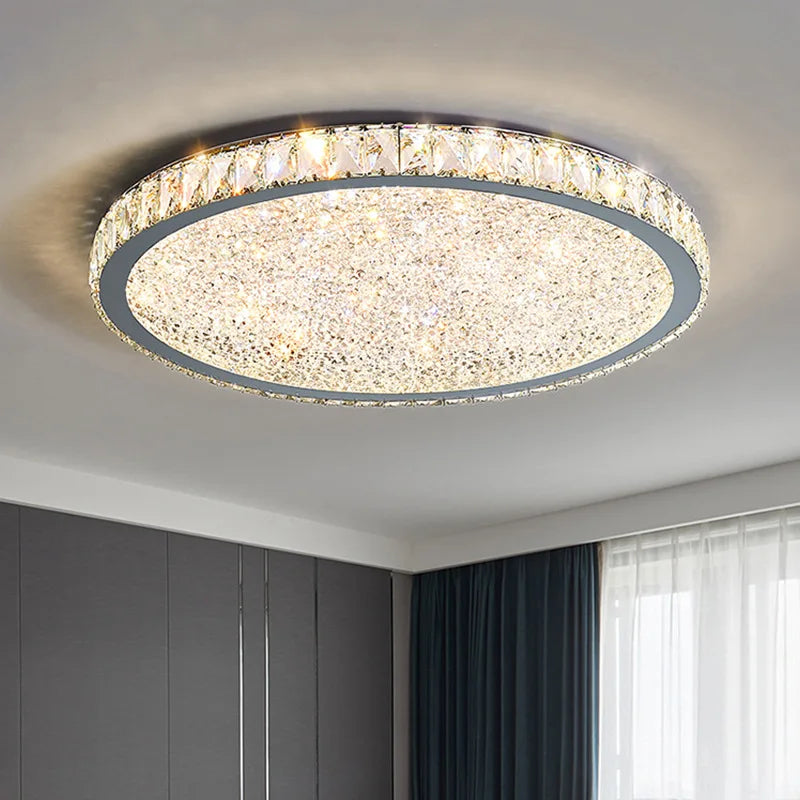 Modern ultra-slim round crystal LED ceiling light