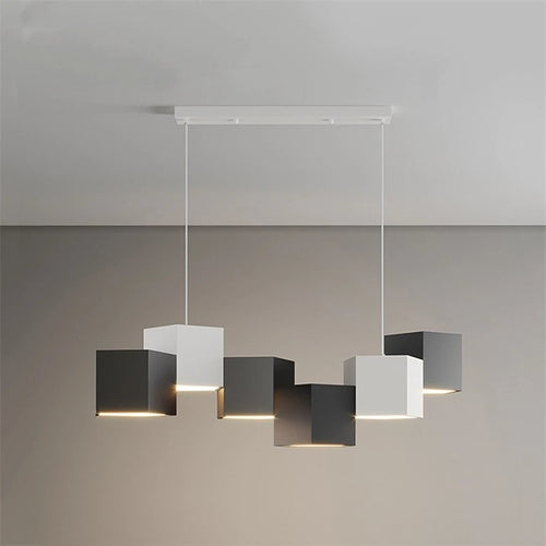 Modern simple nordic style creative hexagonal prism indoor chandelier - vue 2 sur 11