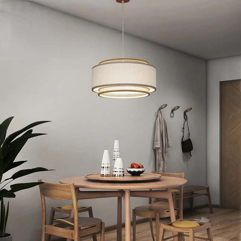 Japanese-style bamboo chandelier for a zen interior