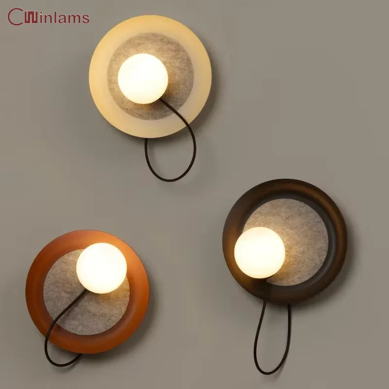 Nordic creative and simple adjustable round wall light