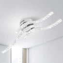 Curved metal LED ceiling light with three acrylic bulbs for indoor lighting