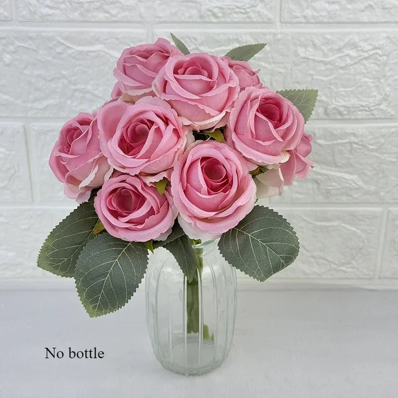 Bouquet of 10 decorative artificial silk roses for events - vue 14 sur 14