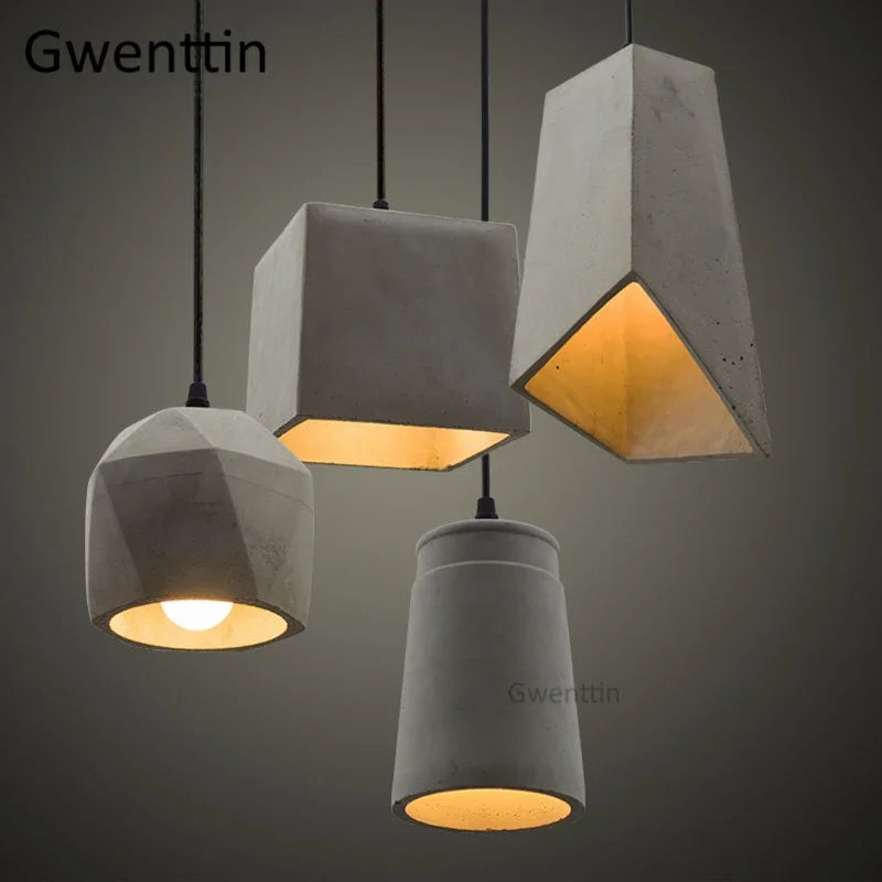 Vintage cement pendant light in industrial style for interior decor