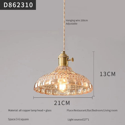 Modern brass and glass pendant light for interiors - vue 17 sur 30