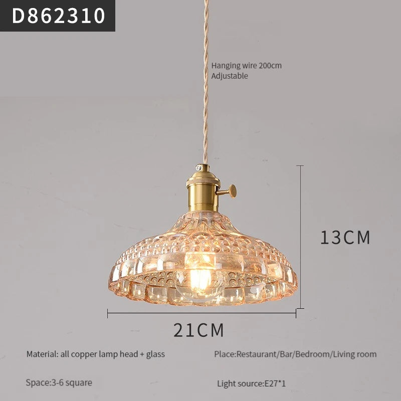 Modern brass and glass pendant light for interiors - vue 17 sur 30