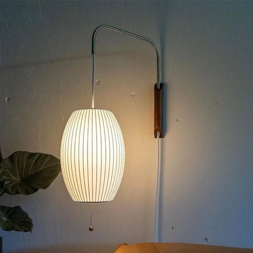 Elegant decorative japandi woven silk wall light - vue 2 sur 14
