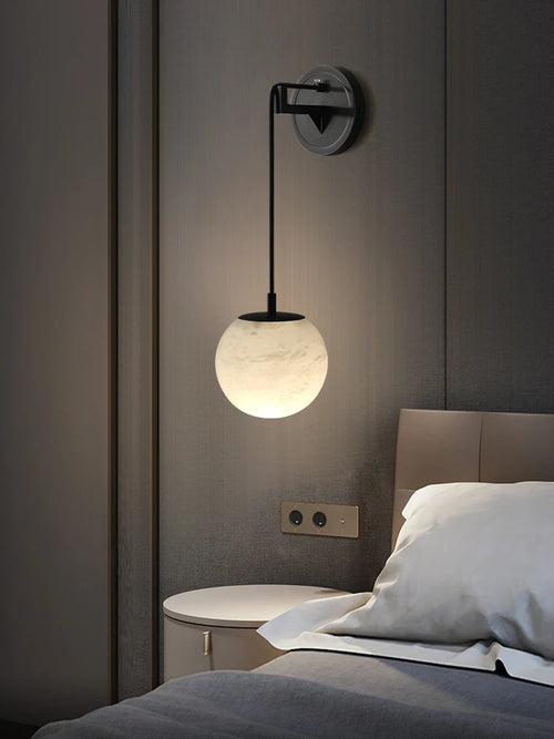 Modern bedside lamp in copper and natural marble - vue 3 sur 10