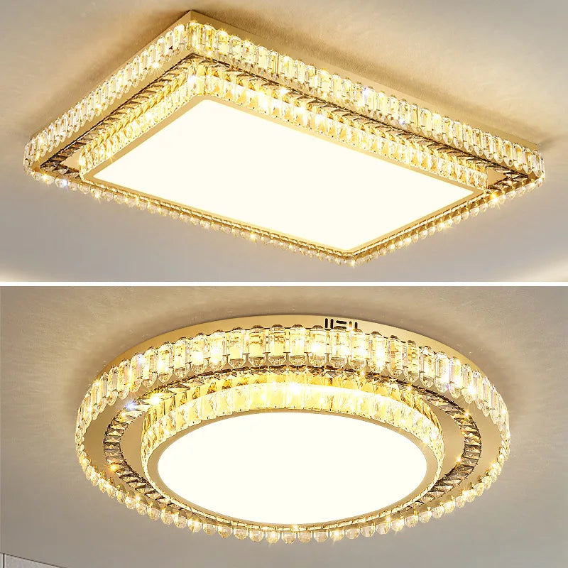 Modern luxury crystal glass round LED chandelier - vue 7 sur 11