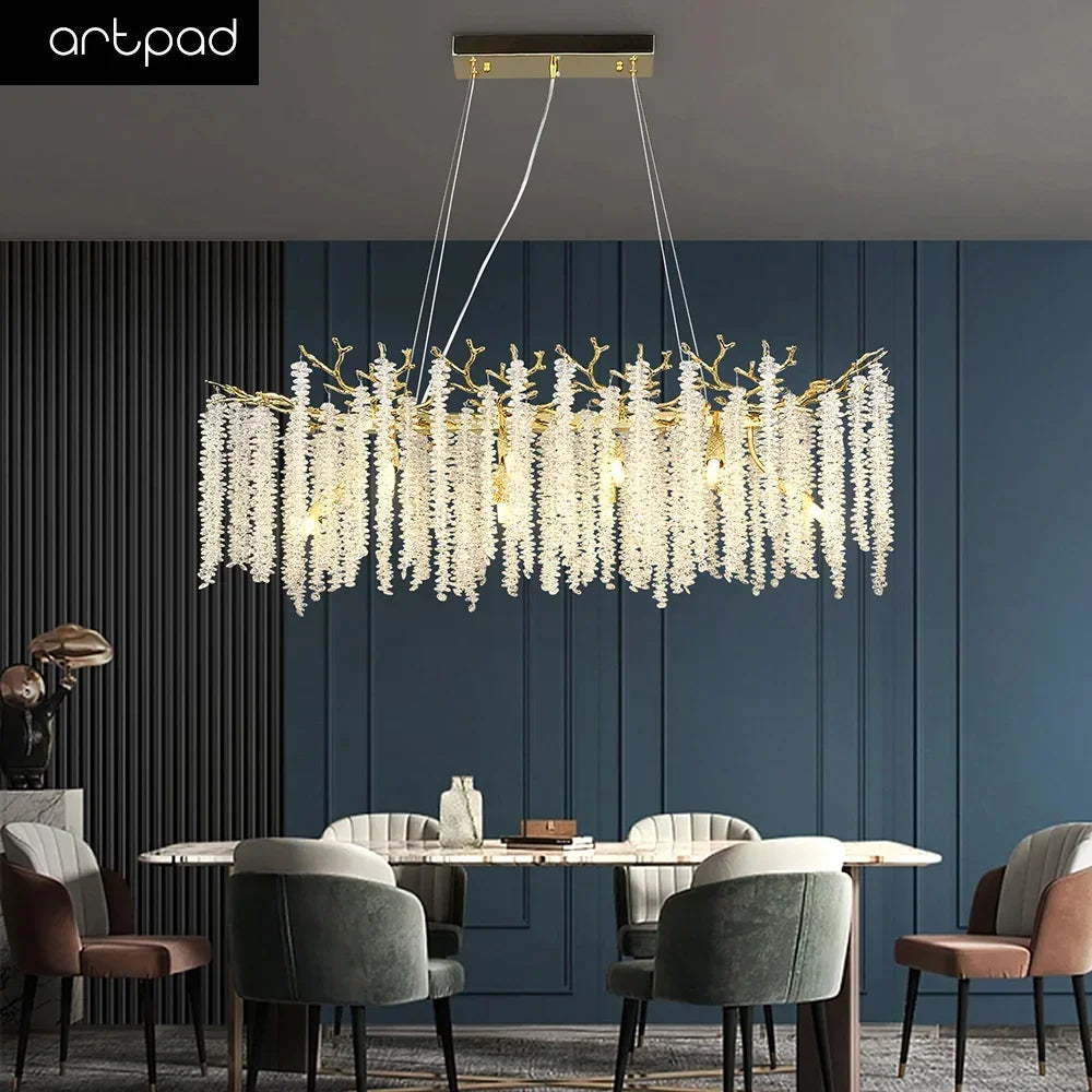Rectangular crystal chandelier for modern interior decor