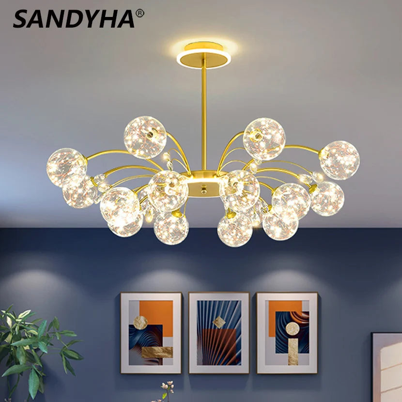 Sandyha luxury LED iron chandelier with glass balls