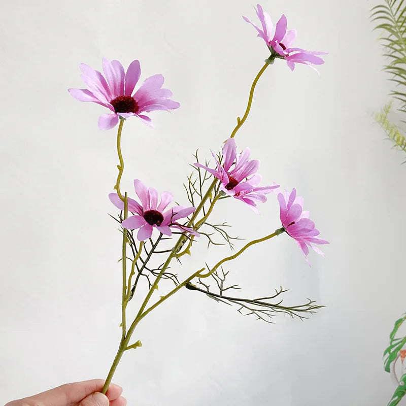 5 white daisy heads artificial flowers for festive decorations