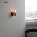 Vintage walnut wall light with pull switch