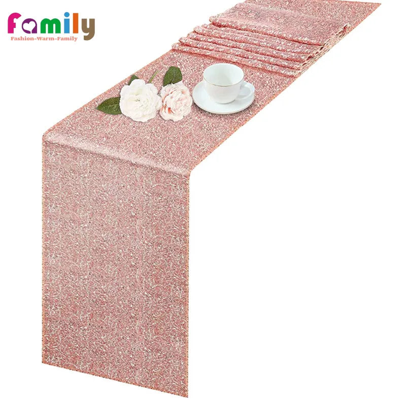 Sequin table runner gold silver rose decoration - vue 2 sur 7