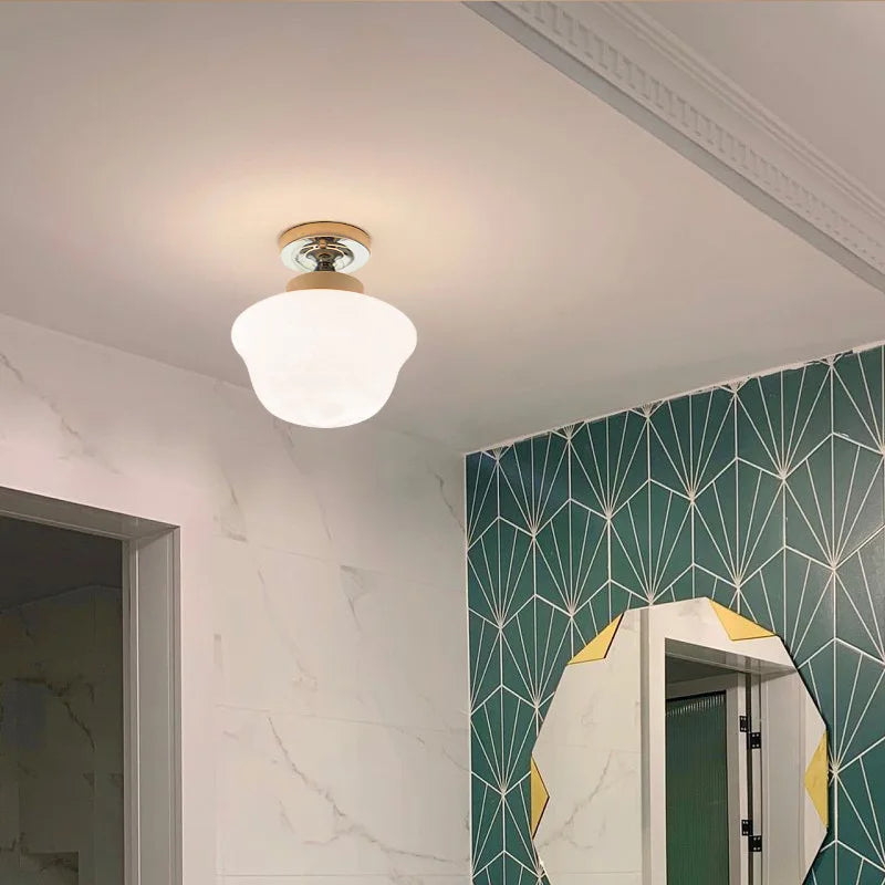 Medieval Bauhaus glass ceiling lights for porch and balcony, simple bedroom and hallway chandeliers - vue 4 sur 8