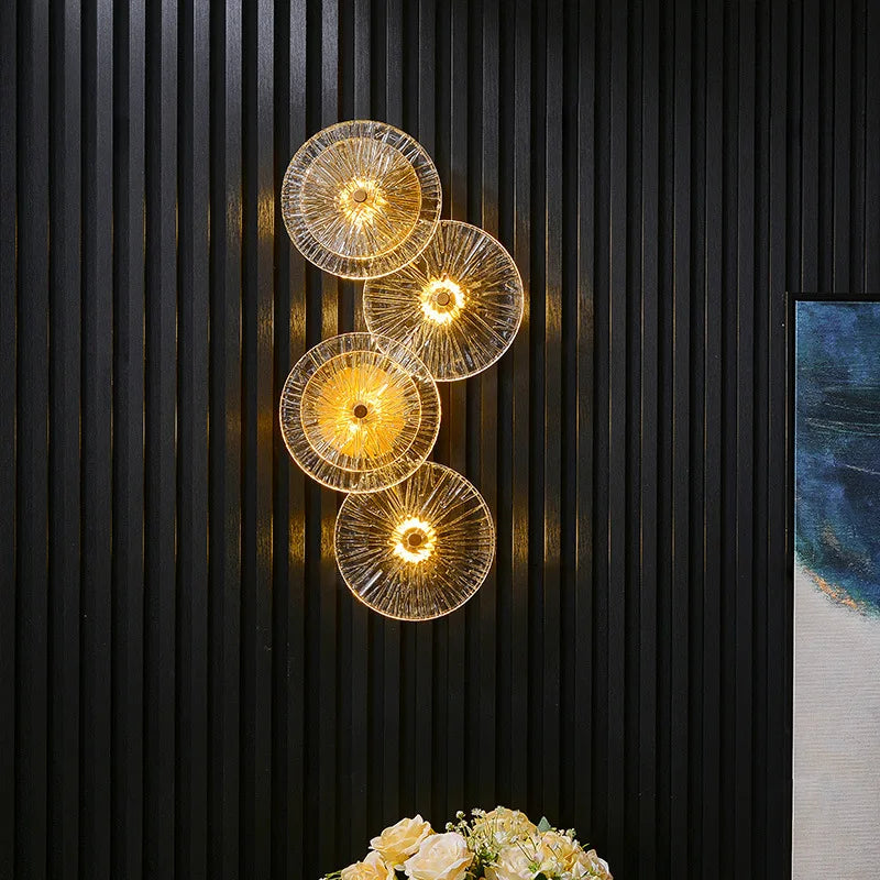Modern round crystal wall lamp with nordic LED lights