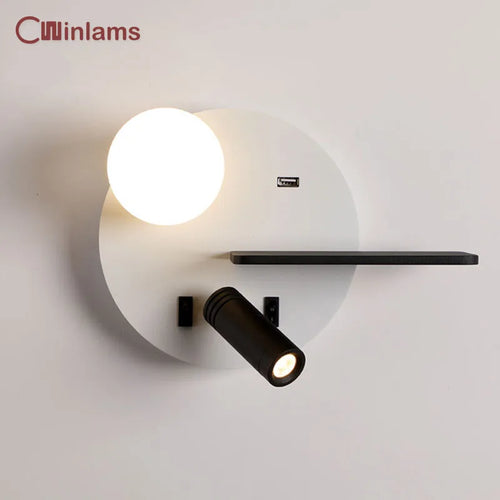 led wall light with usb charging for mobile phone - vue 2 sur 10